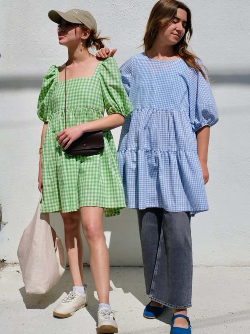 NEW A Bronze Age Nati Dress, M in Blue and White Gingham Cotton Linen